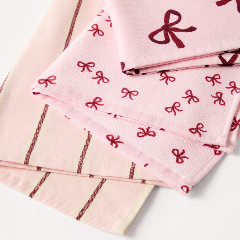 Mina Bows Blush & Merlot Tea Towel Pack of 3