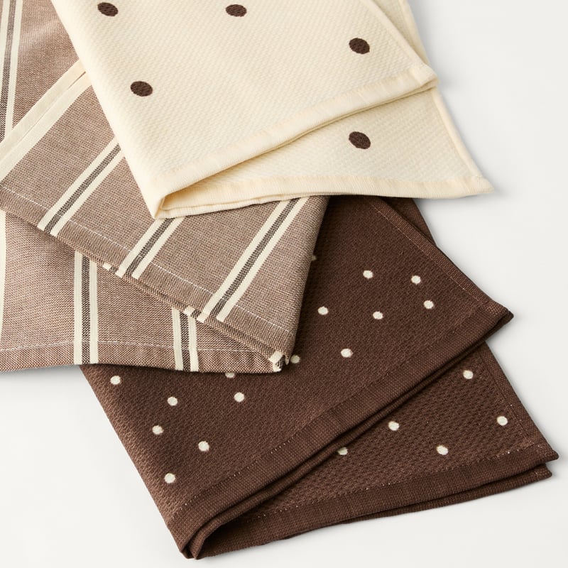 Mina Spots Truffle & Cream Tea Towel Pack of 3