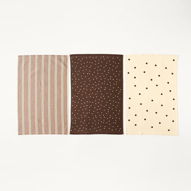 Mina Spots Truffle & Cream Tea Towel Pack of 3