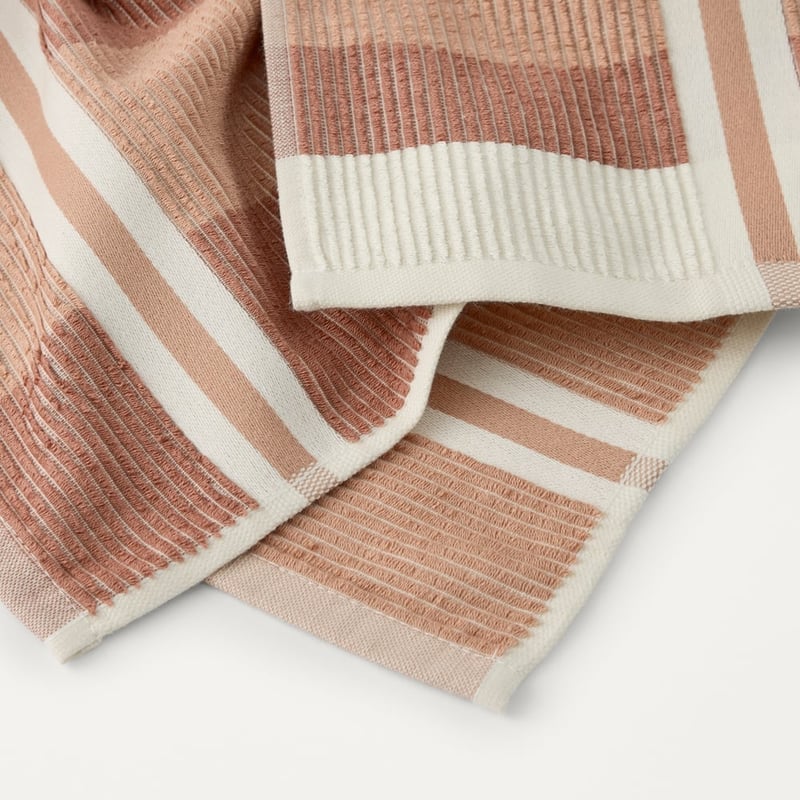 Australian Cotton Cedar & Terracotta Stripe Tea Towel Pack of 3