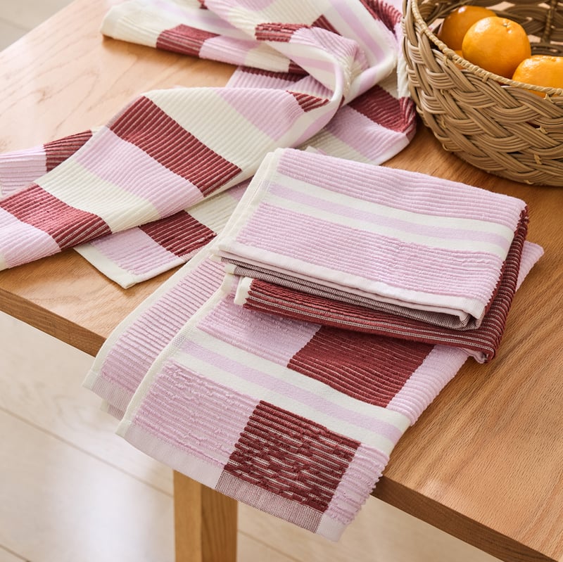 Australian Cotton Redwood & Orchid Stripe Tea Towel