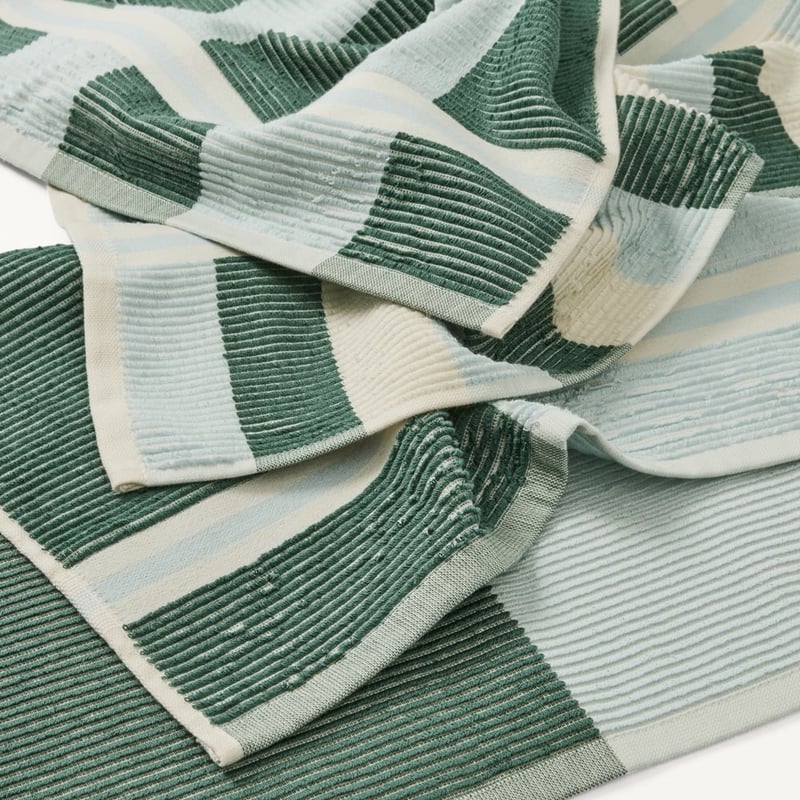 Australian Cotton Sea Pine & Clear Water Stripe Tea Towel Pack of 3