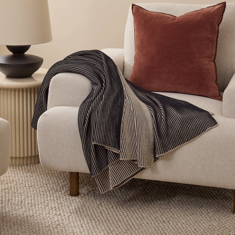 Bendigo Black Knitted Throw