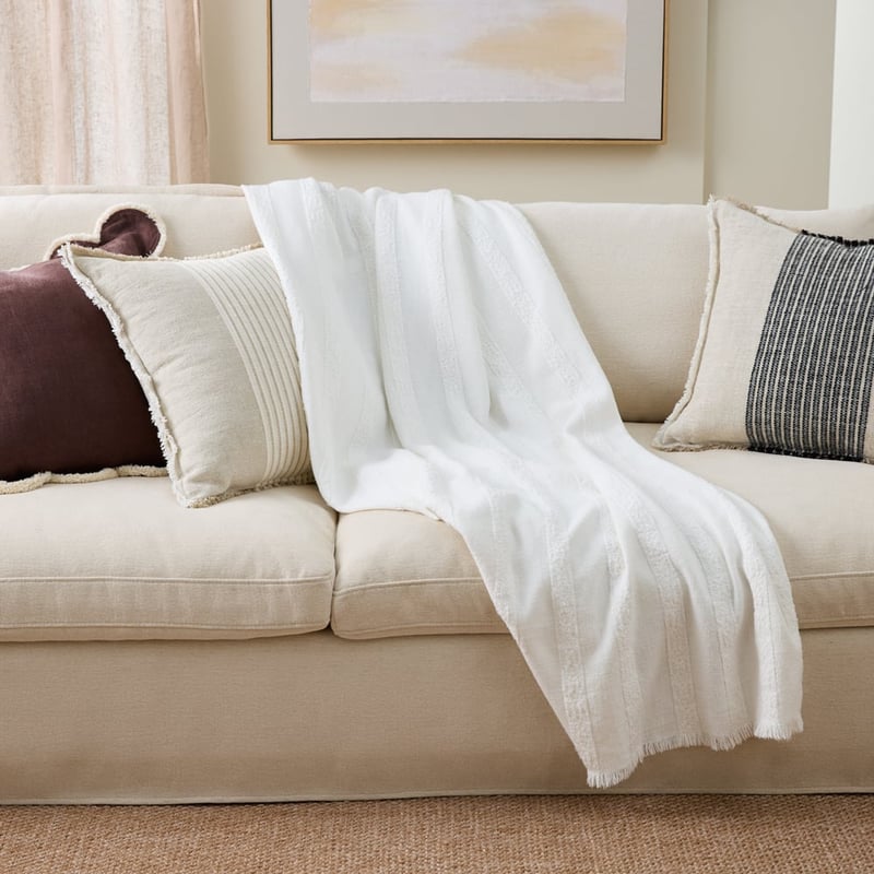Finley White Stripe Throw