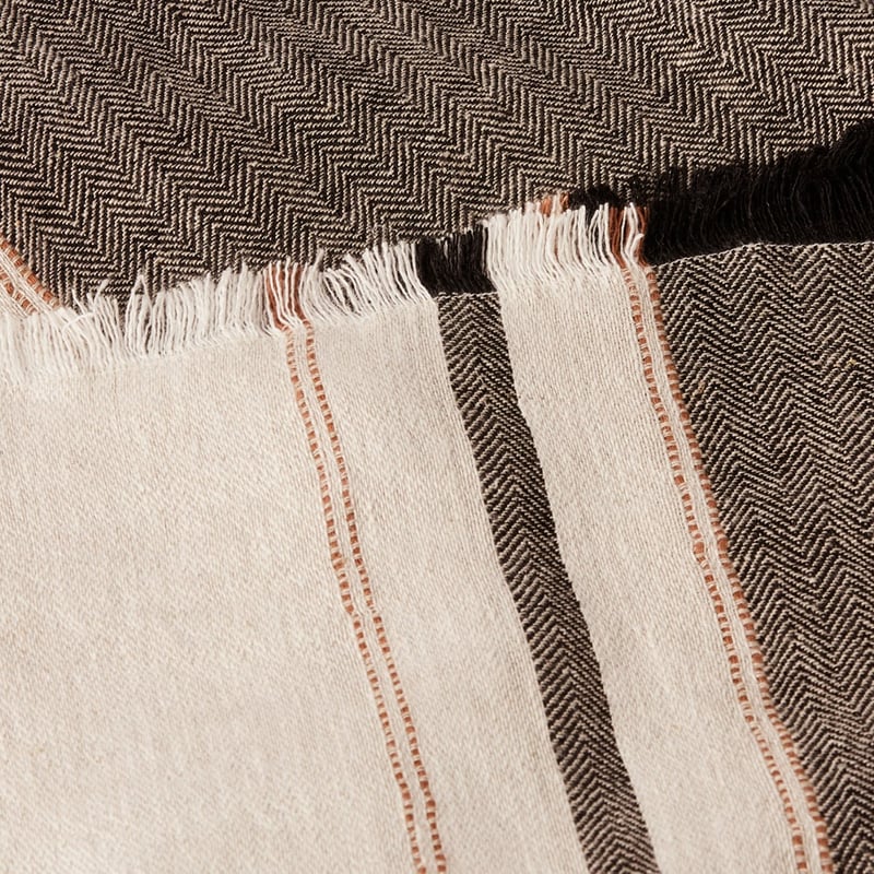 Echo Brown Sugar & Black Stripe Linen Throw