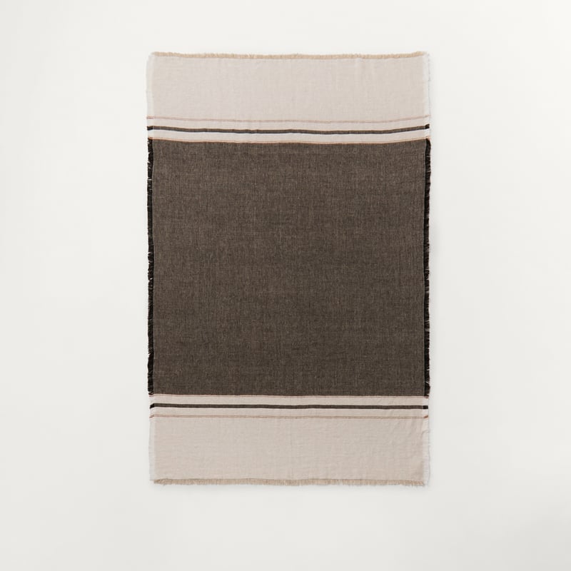Echo Brown Sugar & Black Stripe Linen Throw