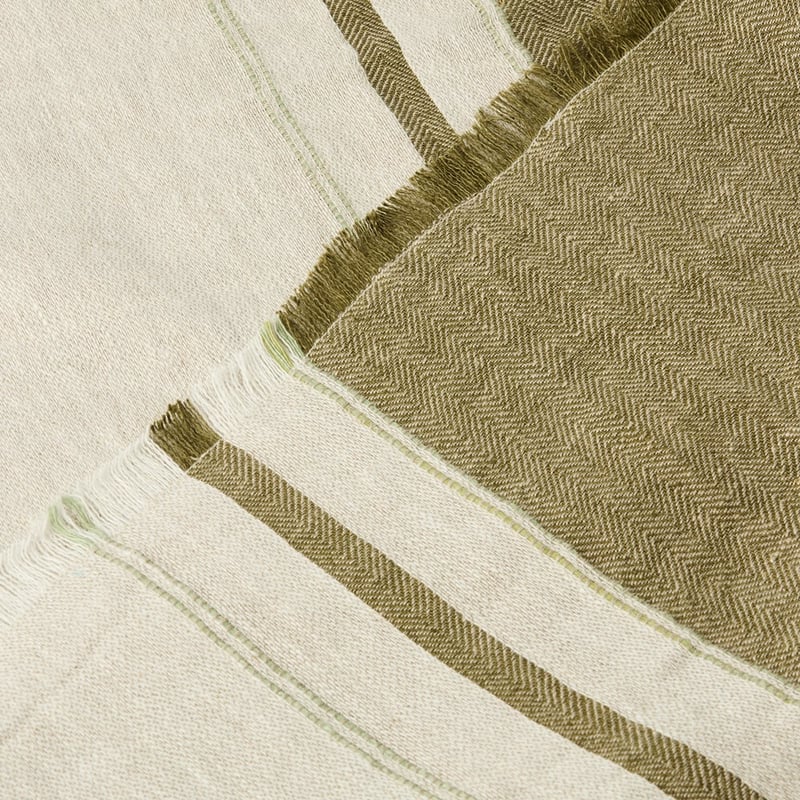 Echo Olive Stripe Linen Throw