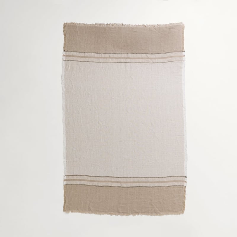 Echo White Stripe Linen Throw