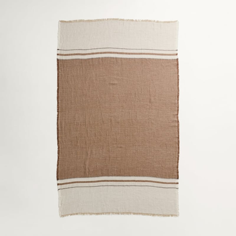 Echo Mocha Stripe Linen Throw