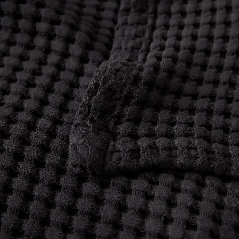 European Collection Black Cotton Waffle Washed Blanket