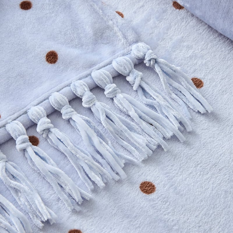 Supersoft Blue & Chocolate Polka Dot Blanket