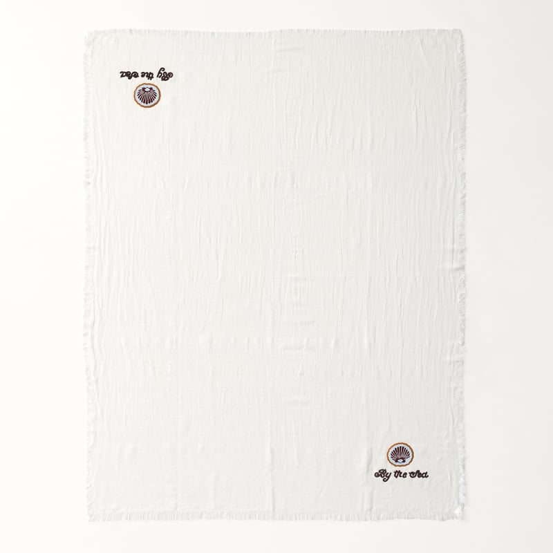 Shell Off White Beaded Throw