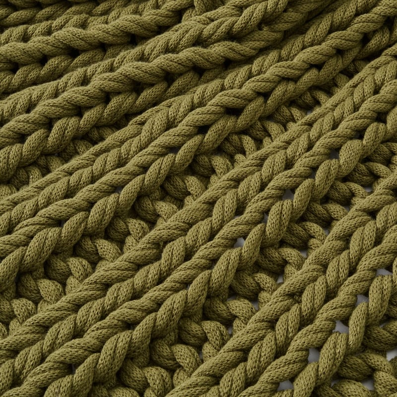 Newport Olive Chunky Knit Throw