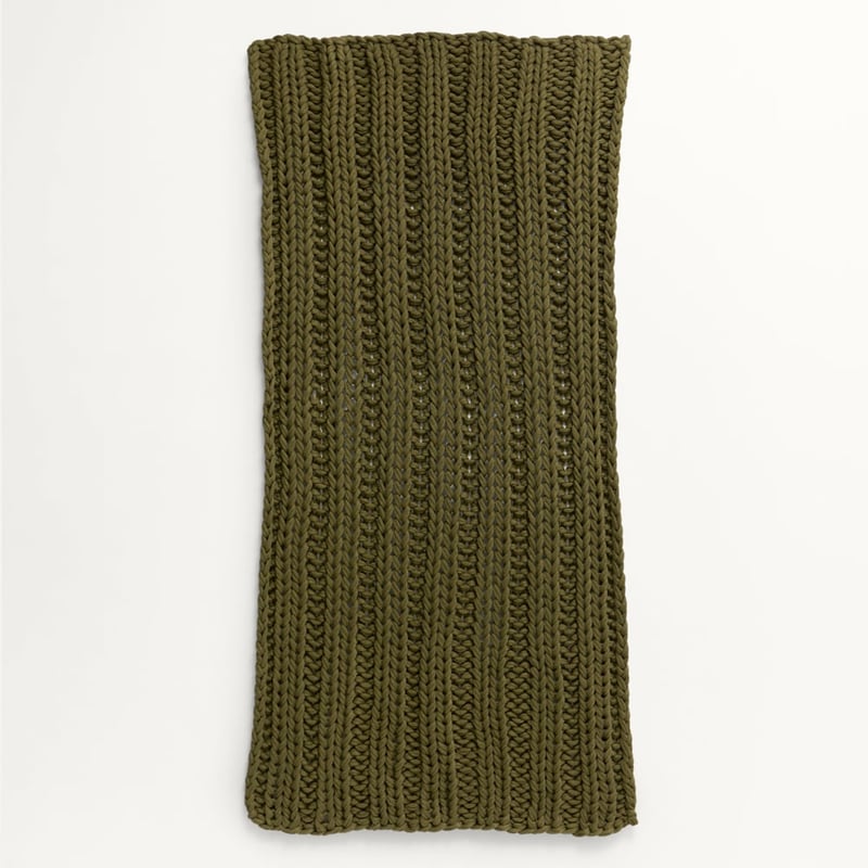 Newport Olive Chunky Knit Throw