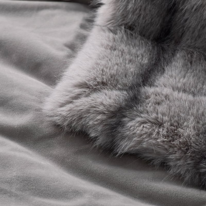 Lucerne Grey Recycled Fur Throw