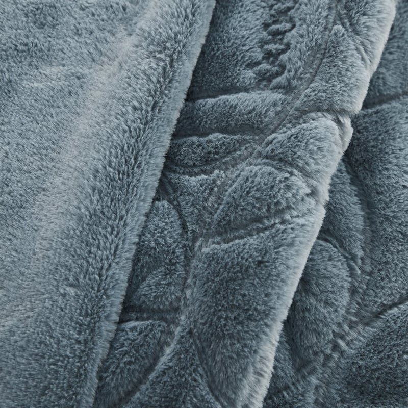 Game Day Recycled Faux Fur Quilted Blue Blanket
