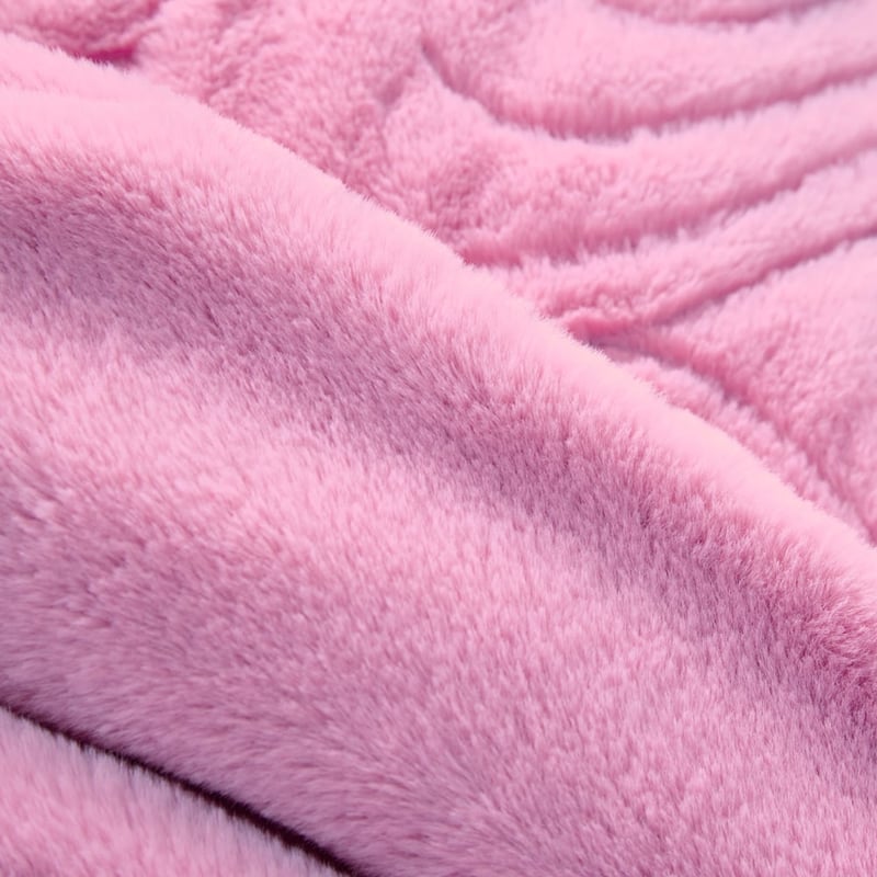 Heart Love Recycled Faux Fur Quilted Pink Blanket