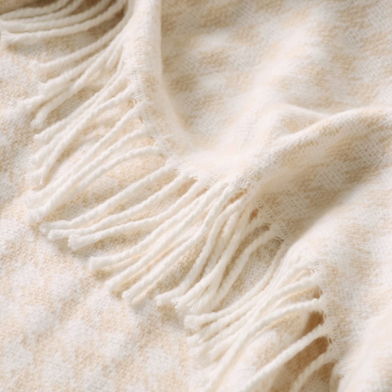 European Houndstooth Natural Throw