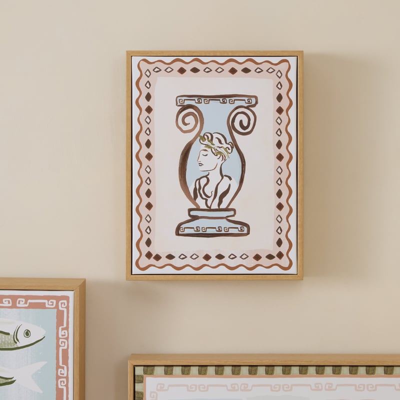 Kora Urn Blue & Natural Portrait Canvas