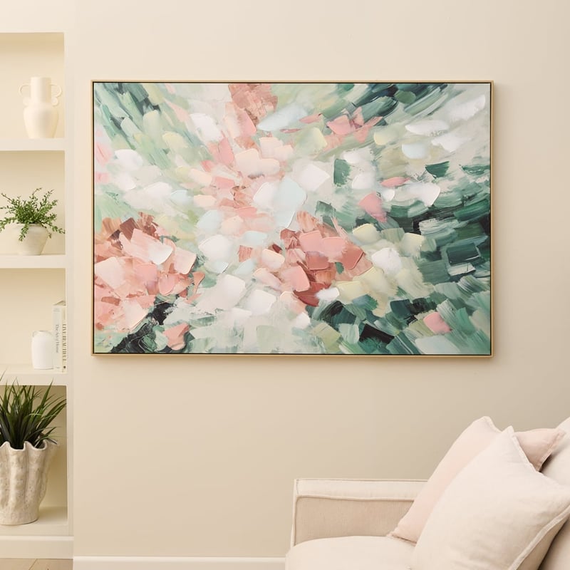 Oasis Shrub Green & Pink Multi-Direct Canvas