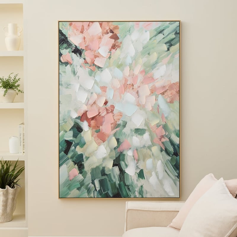 Oasis Shrub Green & Pink Multi-Direct Canvas