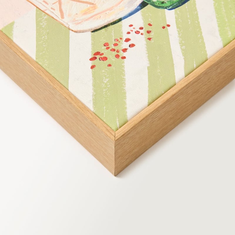 Kitchen Stay Spicy Pink & Green Square Canvas