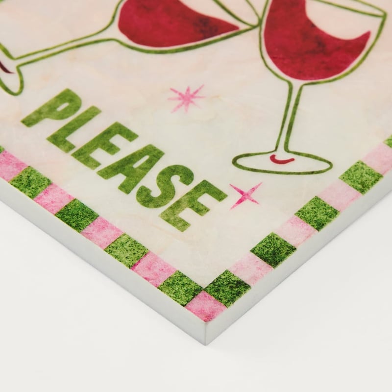 More Wine Please Pink & Green Capiz Wall Art