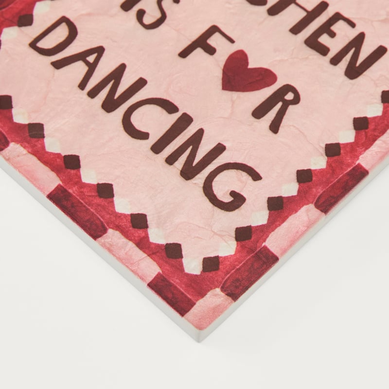 Kitchen is for Dancing Pink & Chocolate Capiz Wall Art