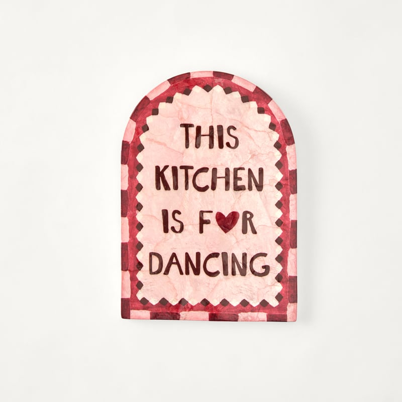 Kitchen is for Dancing Pink & Chocolate Capiz Wall Art