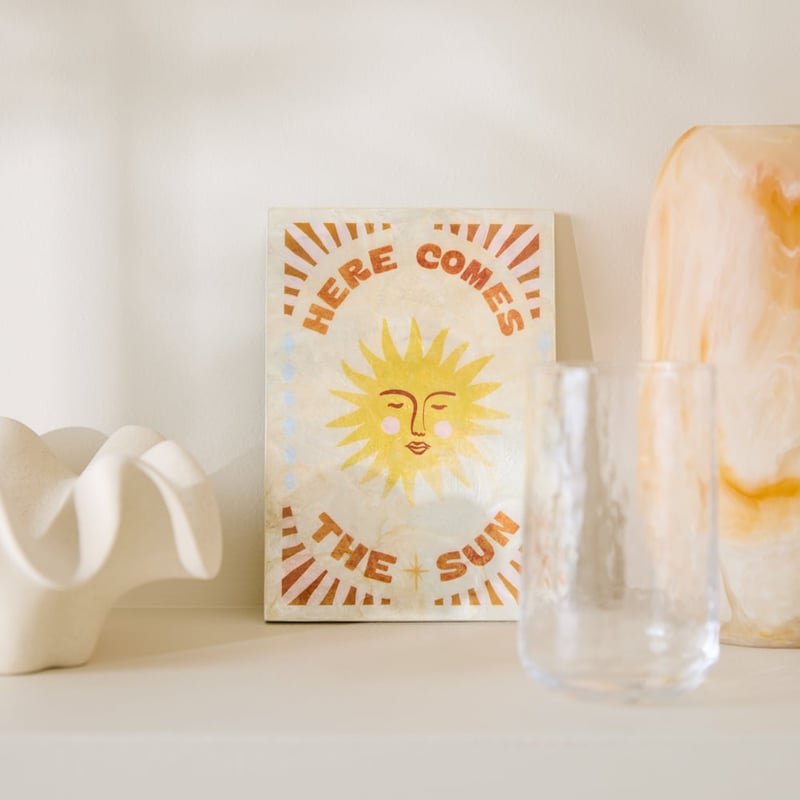 Here Comes The Sun Yellow Capiz Wall Art 