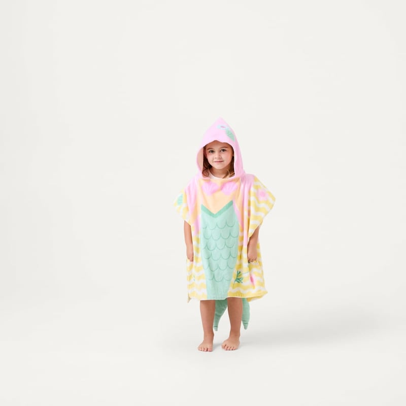 Mali Mermaid Character Pink Beach Hooded Towel