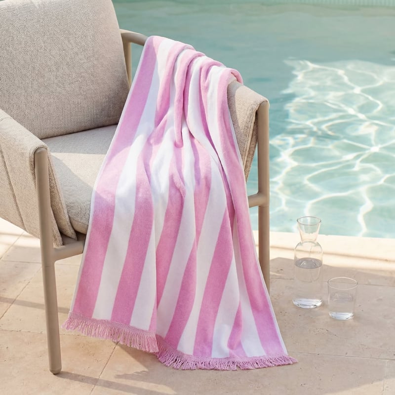 Pink Stripe Beach Towel