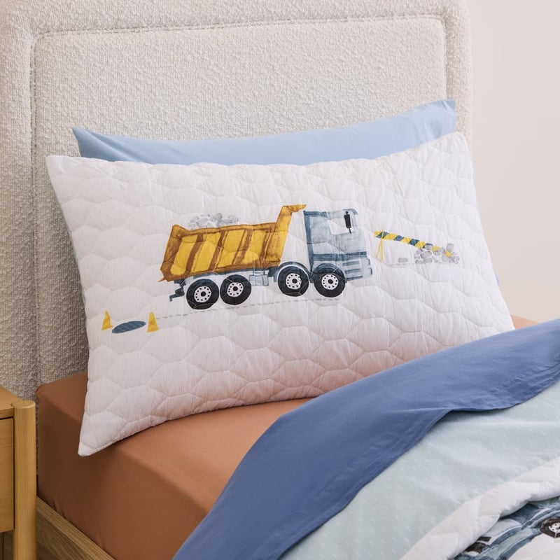 Under Construction White Quilted Quilt Cover Set
