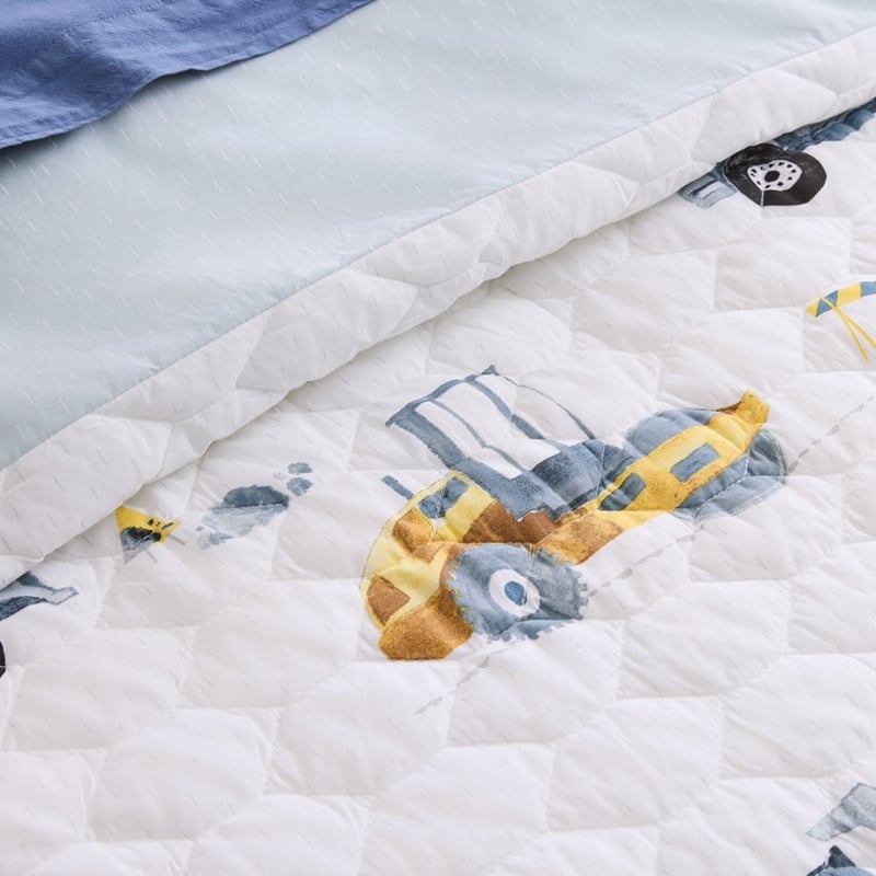 Under Construction White Quilted Quilt Cover Set