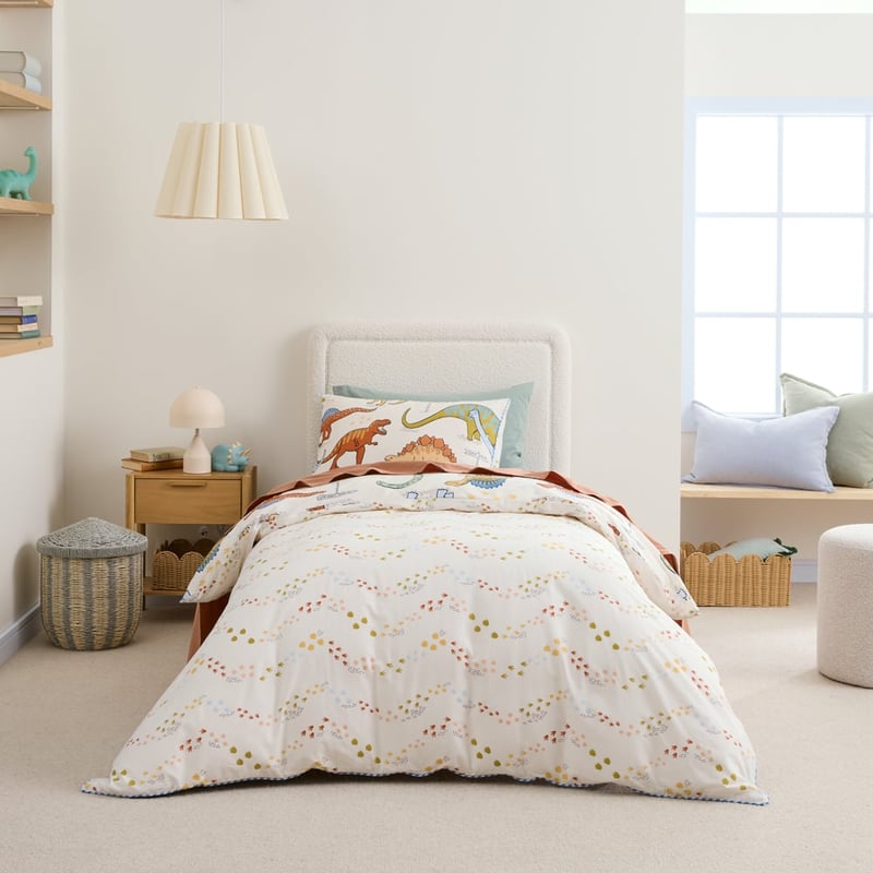 Dino Walk Natural Quilt Cover Set