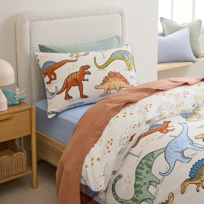 Dino Walk Natural Quilt Cover Set