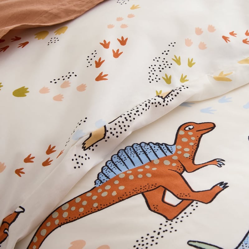 Dino Walk Natural Quilt Cover Set