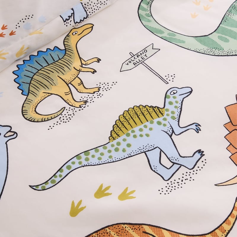 Dino Walk Natural Quilt Cover Set