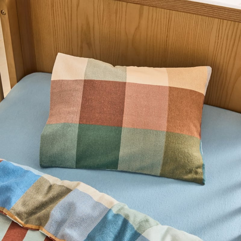 Morgan Blue Check Flannelette Cot Quilt Cover Set