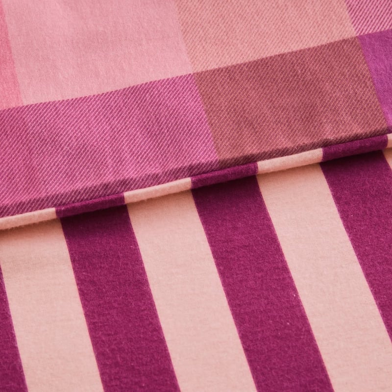 Morgan Pink Check Flannelette Cot Quilt Cover Set