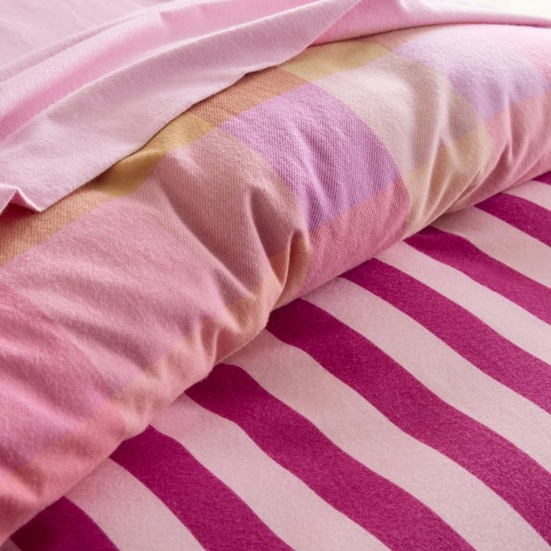 Morgan Pink Check Flannelette Quilt Cover Set