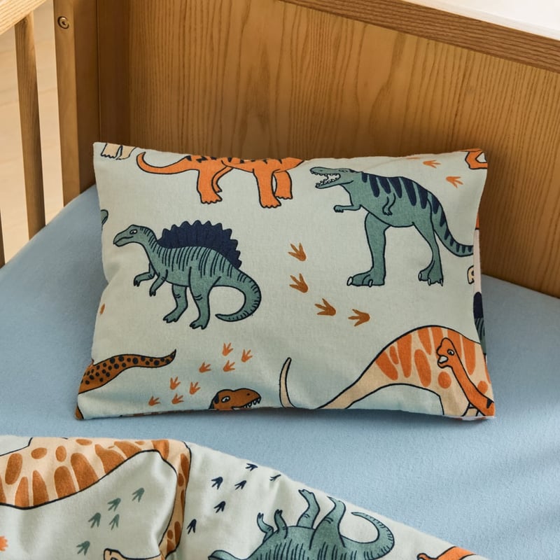  Dinosaur Friends Green Flannelette Cot Quilt Cover Set