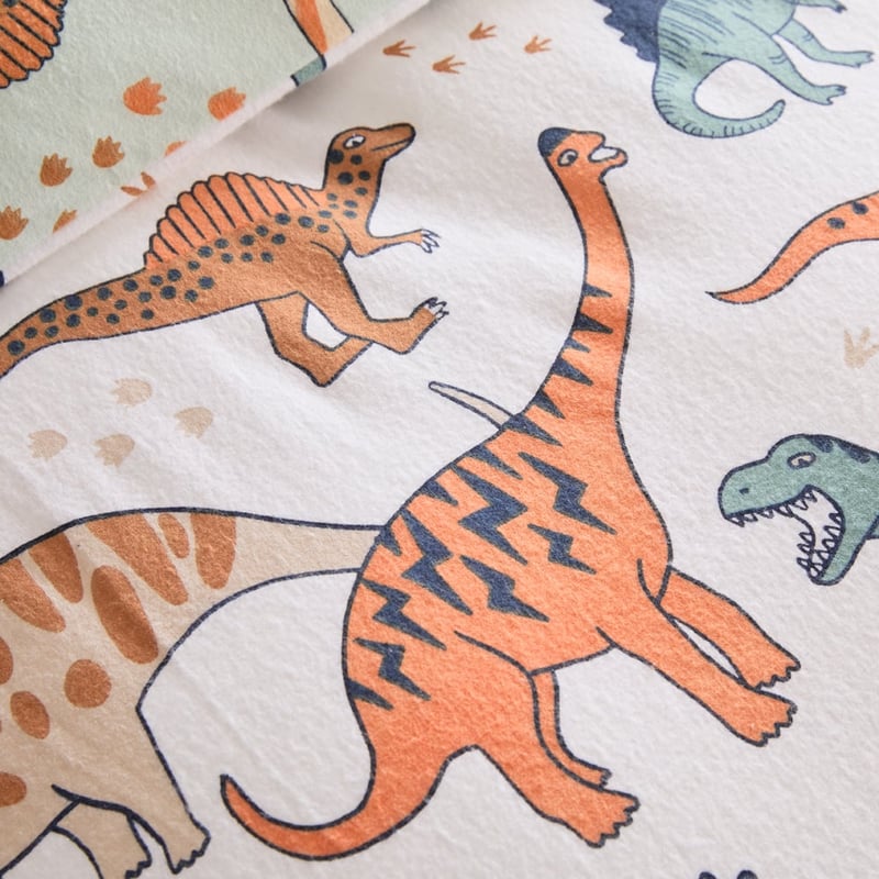 Dinosaur Friends Green Flannelette Quilt Cover Set