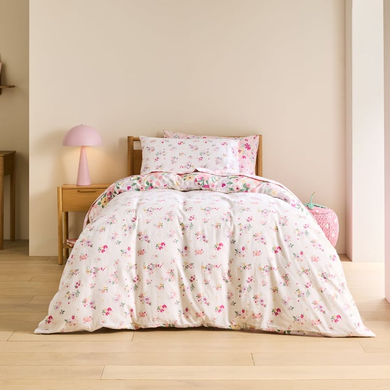 Bella Blossom Multi Flannelette Quilt Cover Set
