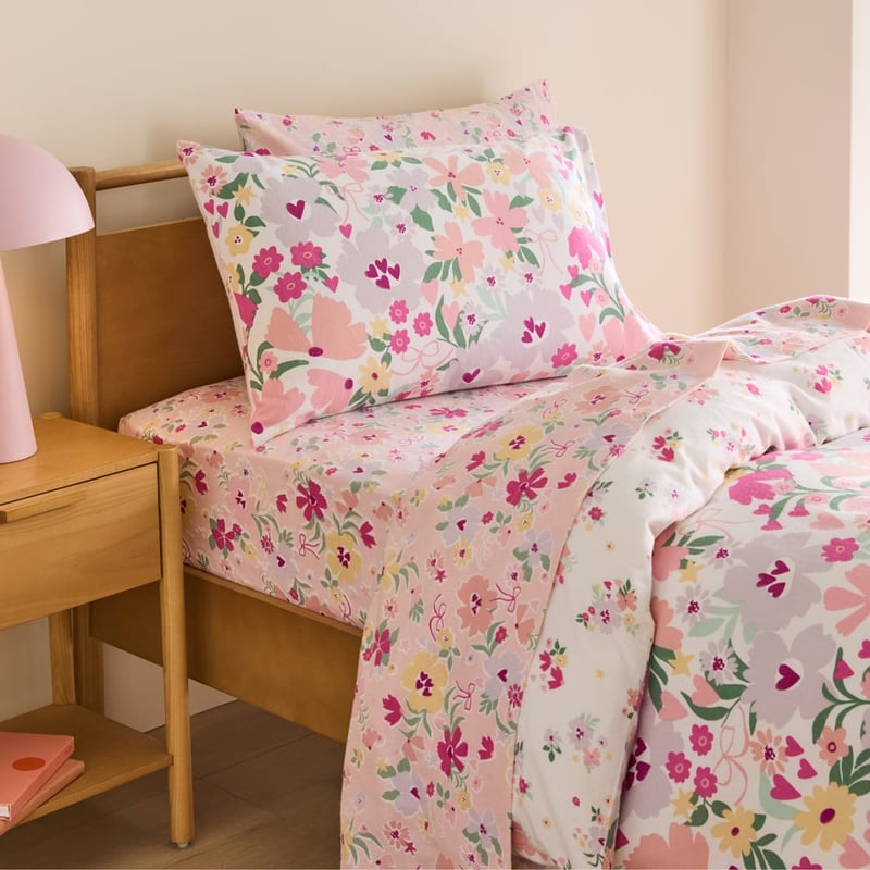 Bella Blossom Multi Flannelette Quilt Cover Set
