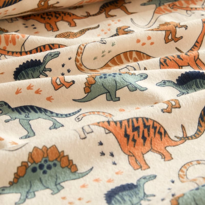 Dinosaur Friends Ecru Flannelette Sheet Set