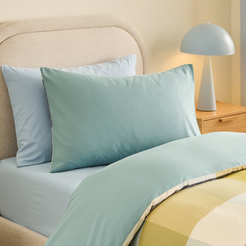 Oversized Yarn Dye Check Green Quilt Cover Set