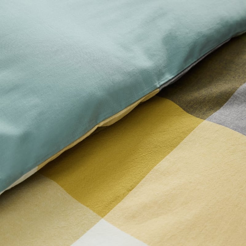 Oversized Yarn Dye Check Green Quilt Cover Set