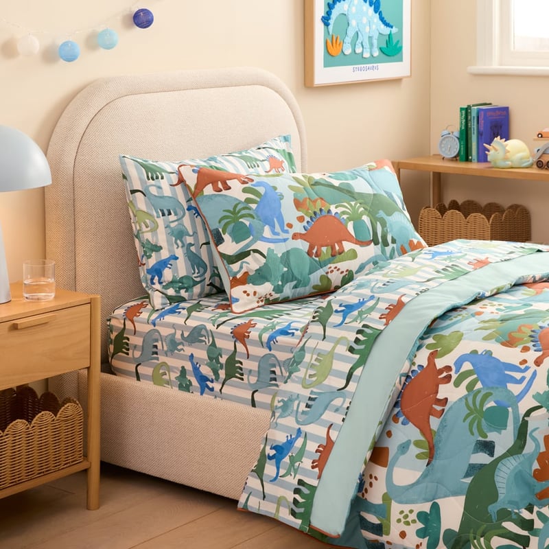 Dreamasaurus Aqua Quilted Quilt Cover Set