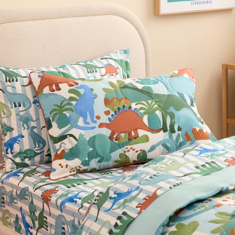 Dreamasaurus Aqua Quilted Quilt Cover Set